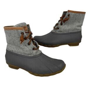 Sperry Duck Boot Womens Size 7.5 Gray Wool Blend 200g Insulated Side Zip